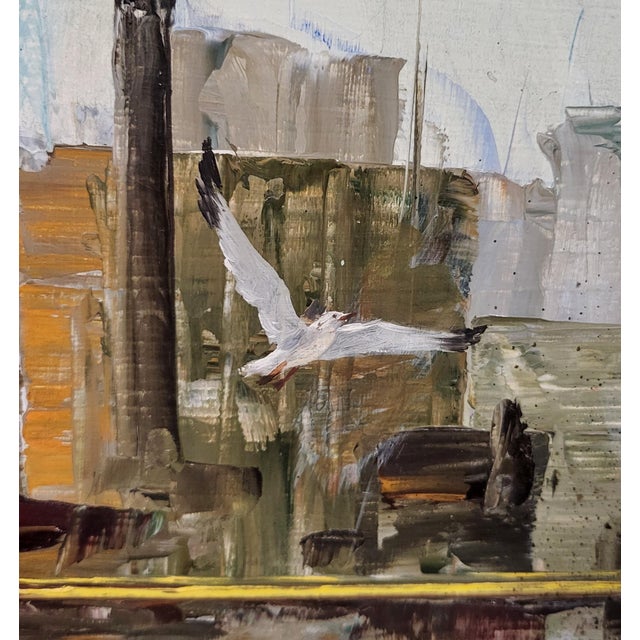 Vintage 20th C Framed Chicago Cityscape Impressionistic Oil Painting by Sheridan For Sale - Image 4 of 10