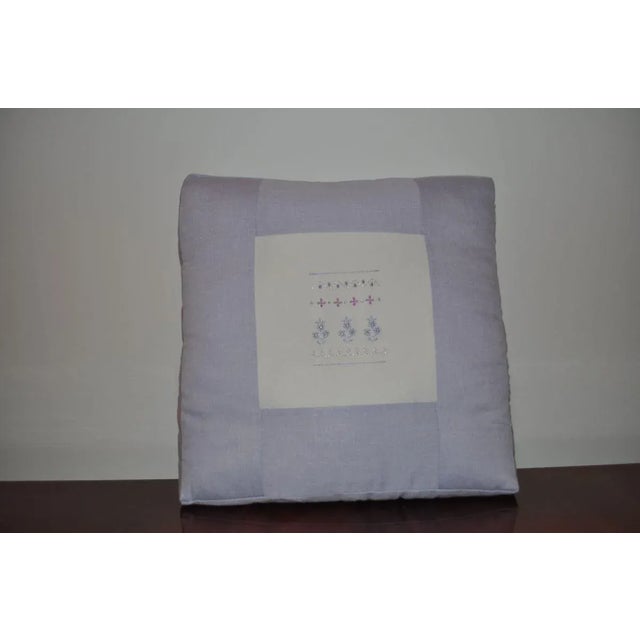 Vintage Lavender Patterned Cushion For Sale - Image 4 of 5