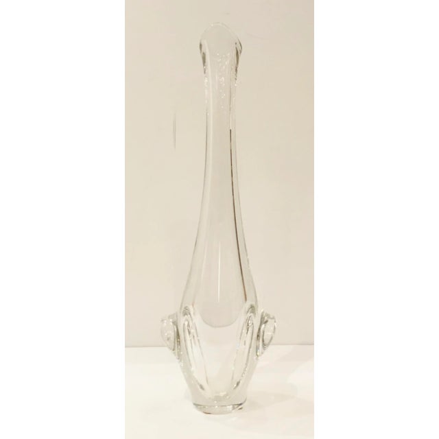 Elegant French Modern Vintage Hand Blow Tall Crystal Vase, Circa 1980’s