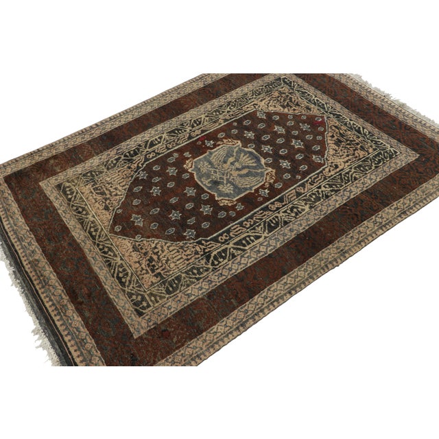 Antique Agra Rug in Beige-Brown With Medallion and Patterns - Rug & Kilim For Sale In New York - Image 6 of 8