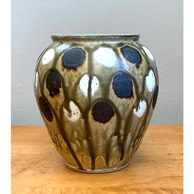 Vintage Handcrafted Polka Dot Ceramic Vase For Sale - Image 10 of 13