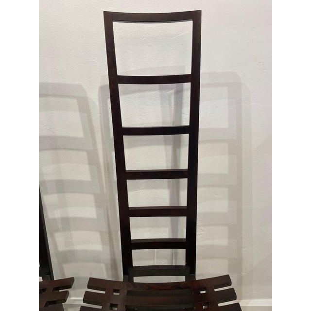 Tall Ladderback Architectural Design Chairs- A Pair For Sale - Image 16 of 18