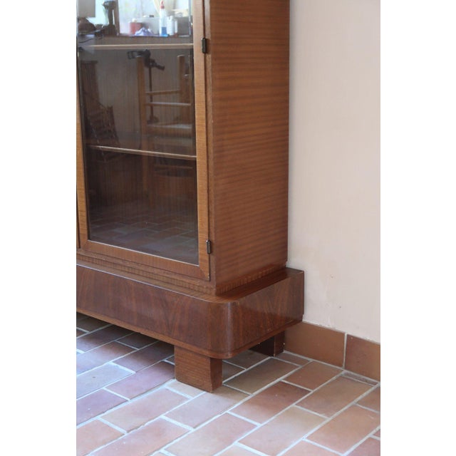 Glazed Walnut Bookcase with Stepped Plinth Base, 1960s For Sale - Image 11 of 18