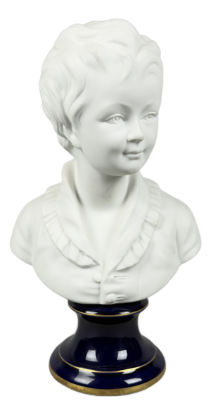 Sculpture Bust of a Child in Biscuit Porcelain from C. Tharaud, Limoges, 20th Century