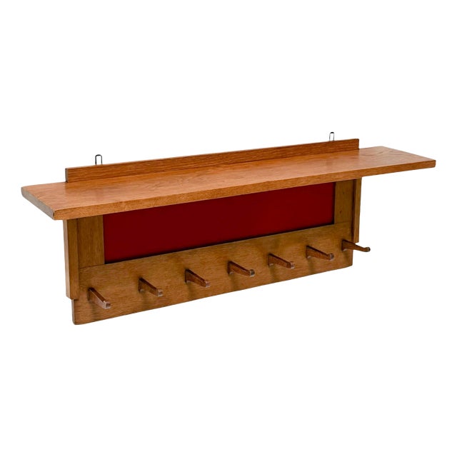 Art Deco Modernist Wall Coat Rack in Oak and Lacquer by Jan Brunott, 1920s For Sale
