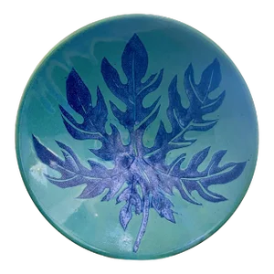Vintage Blue Leaf Studio Pottery Bowl