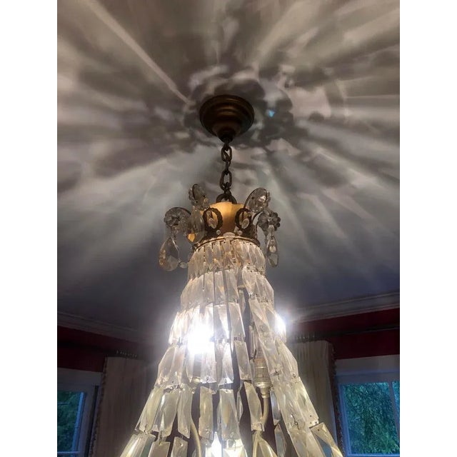 Antique Late 19th Century French Empire Brass and Crystal Chandelier For Sale In Indianapolis - Image 6 of 8