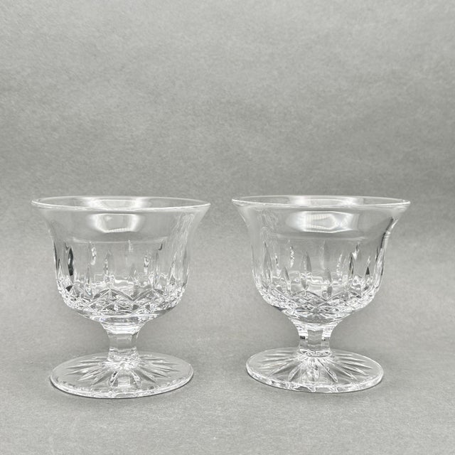 Glass Mid 20th Century Pair of Vintage Waterford Crystal Glandore Pattern Footed Sherbet Dessert Bowls For Sale - Image 7 of 11