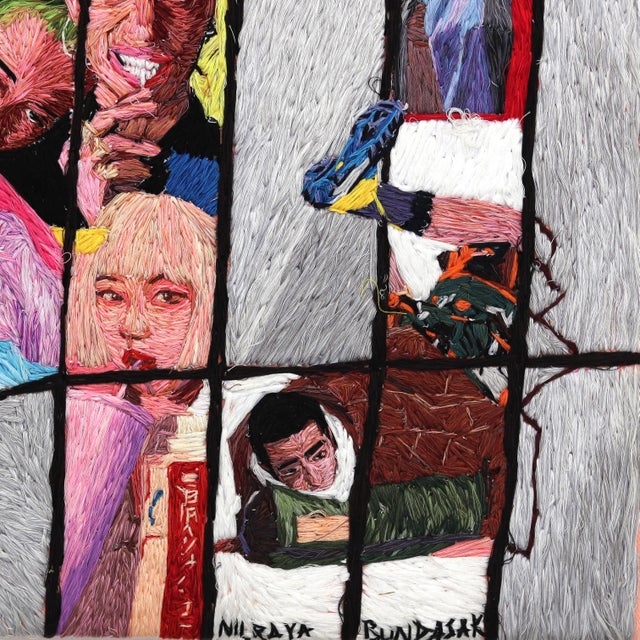 Freedom in Frames - Vibrant Textural Mixed Media on Canvas Original Artwork by Nilraya Bundasak For Sale - Image 9 of 12