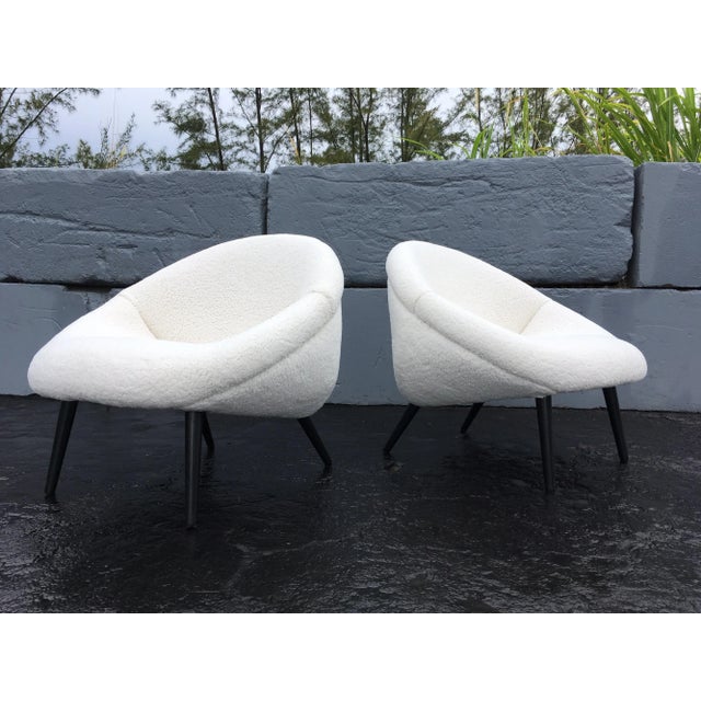 1950s Mid-Century Modern Faux Sheepskin Lounge Chairs - A Pair For Sale - Image 13 of 13
