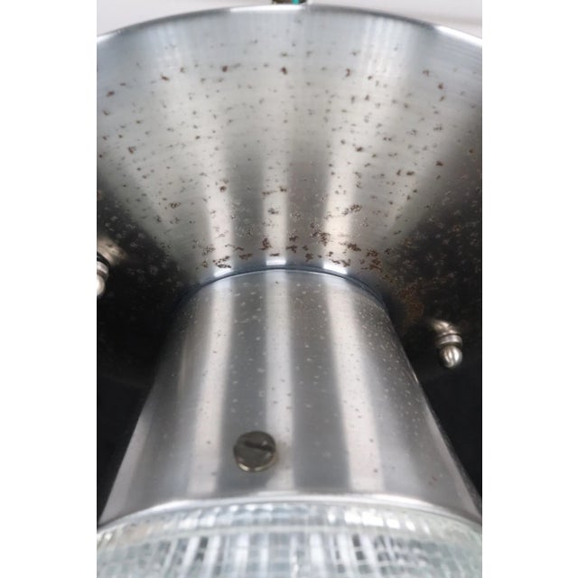 Vintage Industrial Holophane Glass Flush Mount Light For Sale In New York - Image 6 of 12