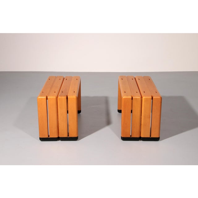 Italian Beechwood Benches, 1960, Set of 2 For Sale - Image 8 of 13