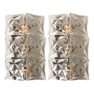 Wall Light Fixtures in Nickel Crystal Glass from Kinkeldey, 1970, Set of 2 For Sale