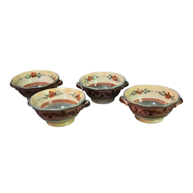 Late 20th Century Set of Four Certified International Pamila Gladding Rustic Tuscan Landscape Handled Bowls For Sale - Image 9 of 9