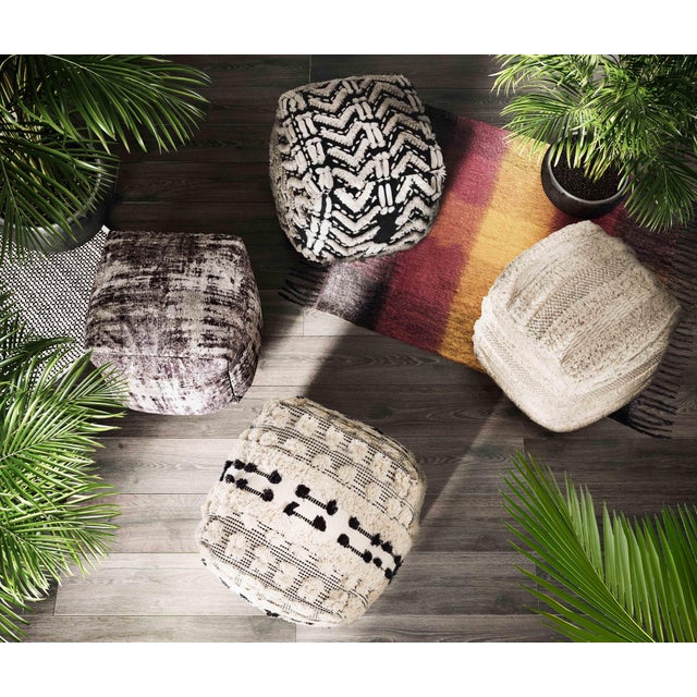 2020s Yorba Beige Cotton Pouf For Sale - Image 5 of 6