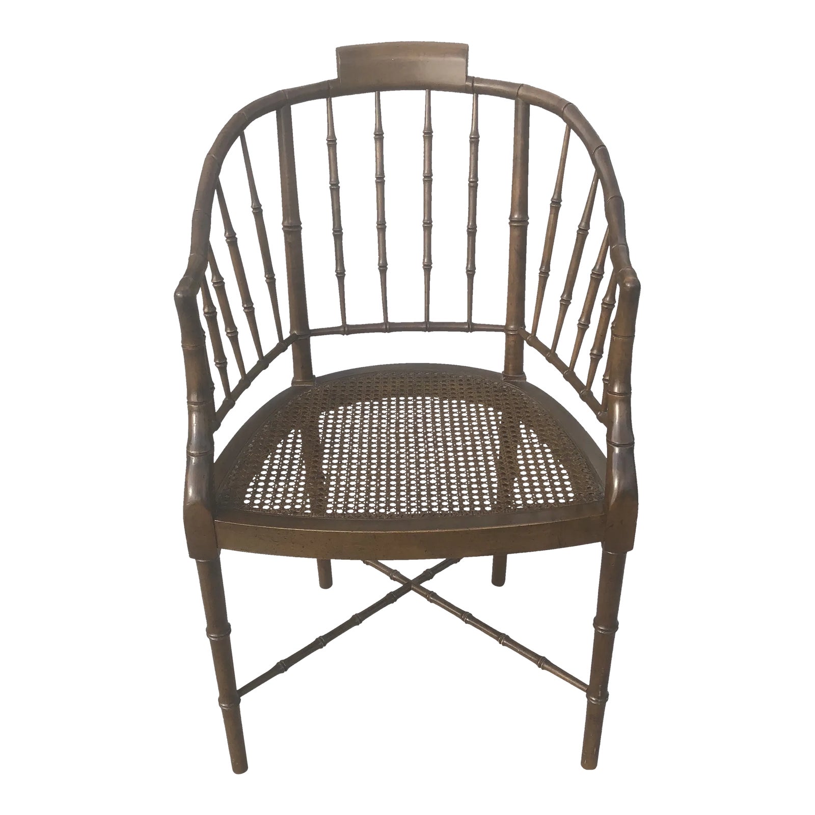 Vintage MidCentury Baker Furniture Faux Bamboo and Cane Side Chair