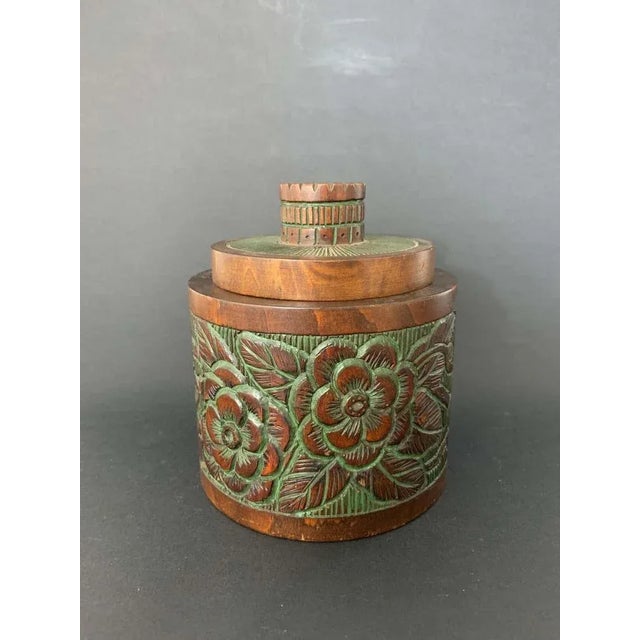 Wood Art Deco Wooden Box with Green Paint, 1950s For Sale - Image 7 of 10