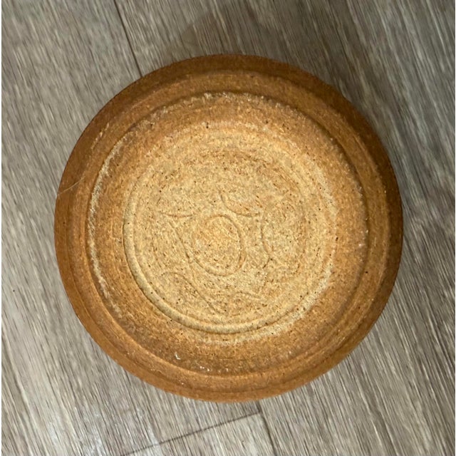 Brown Vintage Stoneware Succulent Pot With Raised Cactus Motifs For Sale - Image 8 of 8