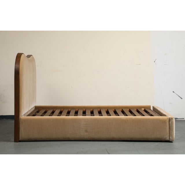 Camel Brown Upholstered Queen Bed Frame With Storage Drawer For Sale - Image 10 of 15