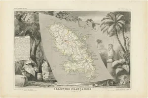 Antique Map of the French Colony Martinique by V. Levasseur, 1854