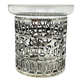 Antique Epns Silver Pierced Edwardian Celery Server With Glass Insert For Sale