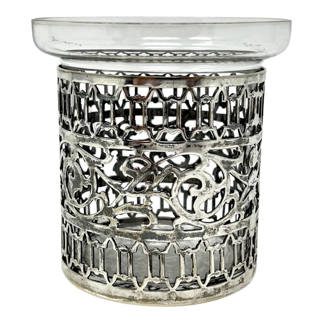 Antique Epns Silver Pierced Edwardian Celery Server With Glass Insert For Sale