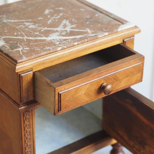 Antique Bedside Table with Marble Top and Marble Lining, 1890s For Sale - Image 5 of 18