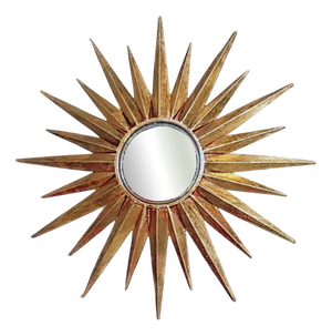 Vintage Sunburst Mirror with Gilt and Iridescent Triangular Rays, 1990s