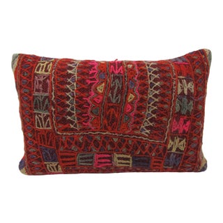 Red Embroidered Kilim Pillow For Sale