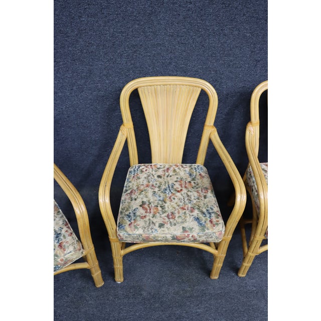MCM Style Fan Back Bamboo & Rattan Armchairs – Set of 4 For Sale In Philadelphia - Image 6 of 18