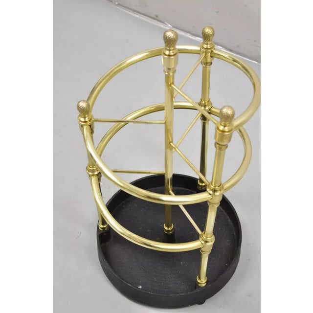Metal Late 20th Century Sarreid Ltd Victorian Style Polished Brass & Cast Iron Spiral Umbrella Stand For Sale - Image 7 of 10