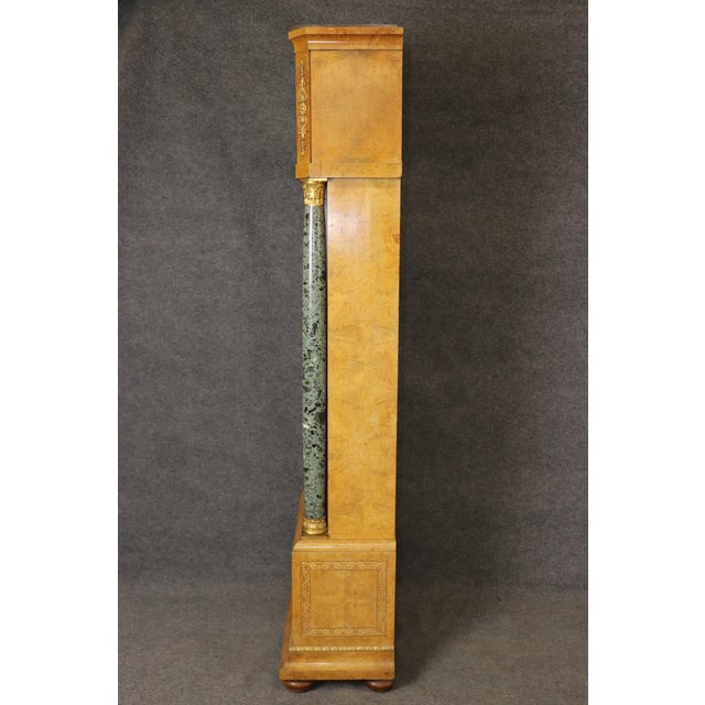 Antique French Empire Style Bronze and Marble Mounted Tall Case Clock For Sale - Image 12 of 15