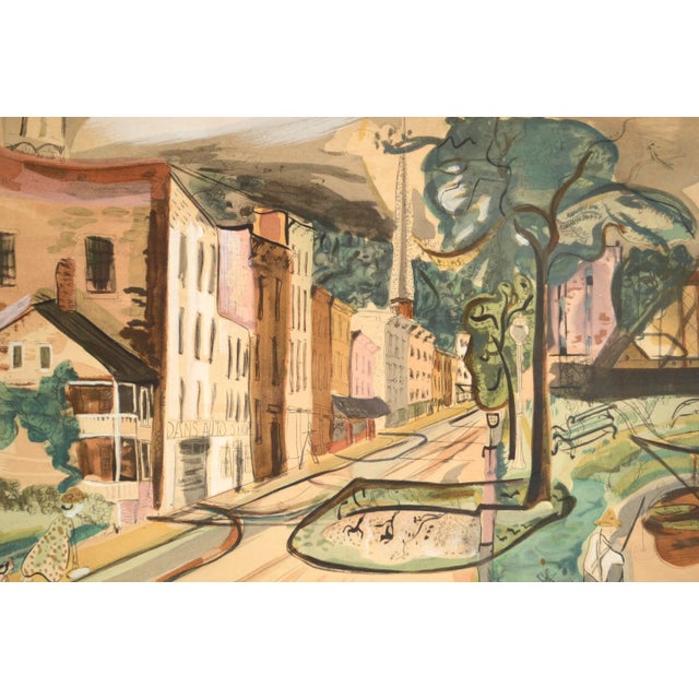 Figurative Early 20th Century "To Market to Market" Figurative Brooklyn Cityscape Painting by Frank Simon Herrmann, Framed For Sale - Image 3 of 11
