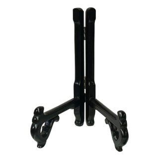 7.5" Dark Brown Curved Accent Plate Holder Rack Display Easel For Sale