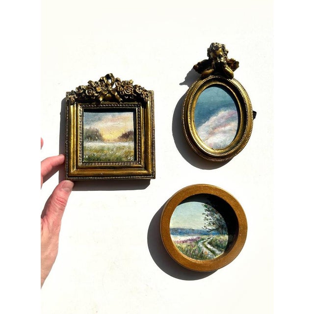 Original Painting Wall Decor Small Framed Wall Art by Valeriya Serova - Set of 3 For Sale - Image 13 of 13