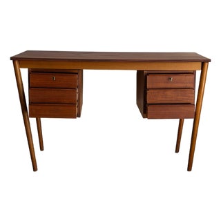 Vintage Danish Mid Century Modern Teak Writing Desk Vanity Scandinavian Modern For Sale