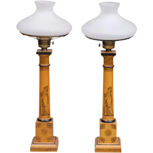 English Tall Converted Gas Lamps - a Pair