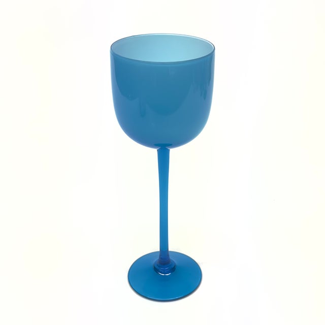 Carlo Moretti Mixed Blue & Green Cased Glass Stemware Curation - Group of 6 For Sale - Image 4 of 13