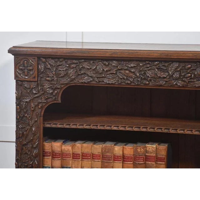 Wood Carved Oak Open Bookcase For Sale - Image 7 of 16
