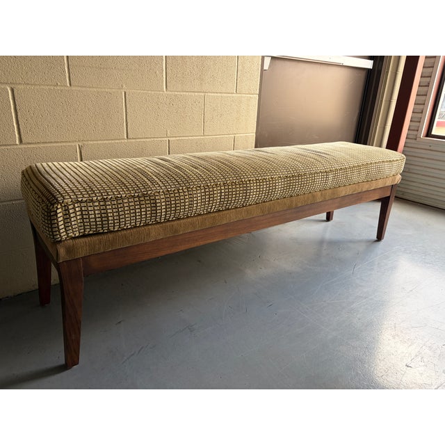 Upholstered Walnut Frame Accent Bench McM-Inspired Transitional Traditional For Sale In Houston - Image 6 of 10
