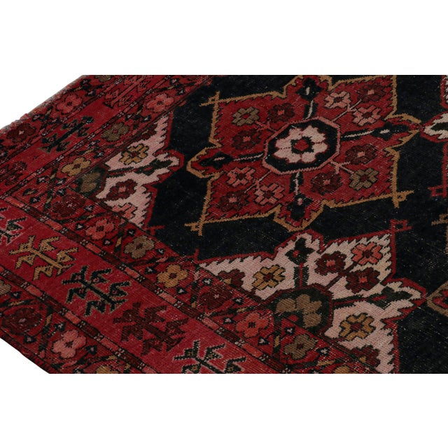 1970s Vintage Persian Shiraz Rug in Red and Black Floral Patterns by Rug & Kilim For Sale - Image 5 of 7