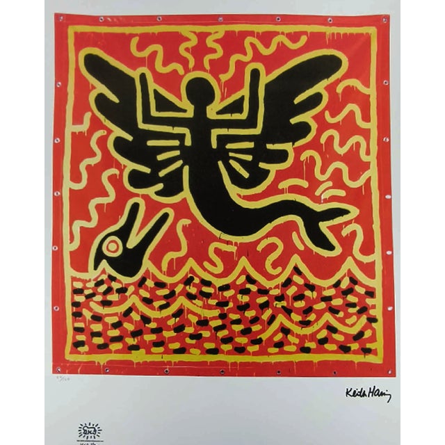 Keith Haring Limited Edition Lithograph Numbered in Pencil - 62 of 150 After. Authorization stamps: Impressed Oringinal...