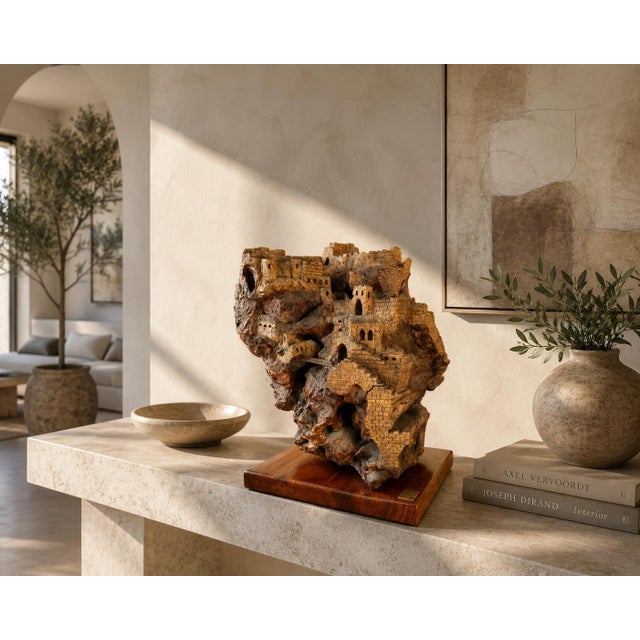 An extraordinary hand-carved olivewood root sculpture, acquired from the renowned Hamedian Gallery in Jerusalem in 1994,...