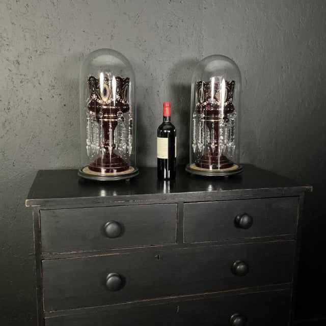 Victorian Ruby Glass Lustres, 1895, Set of 2, in Good conditions. Designed 1890 to 1919