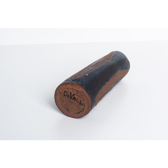 1960s Tall Tar Glazed Over Bisque Ceramic Vase Signed For Sale In Chicago - Image 6 of 7