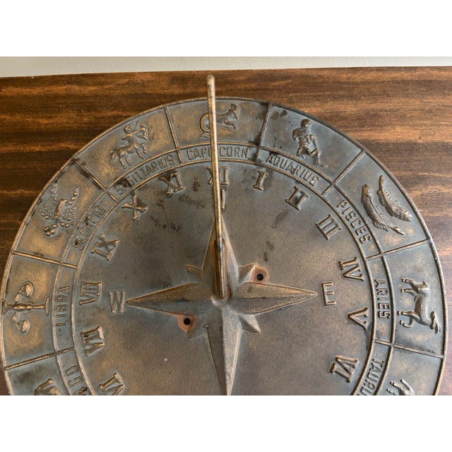 French Country Vintage English Country Iron Garden Sundial With Zodiac Signs For Sale - Image 3 of 9