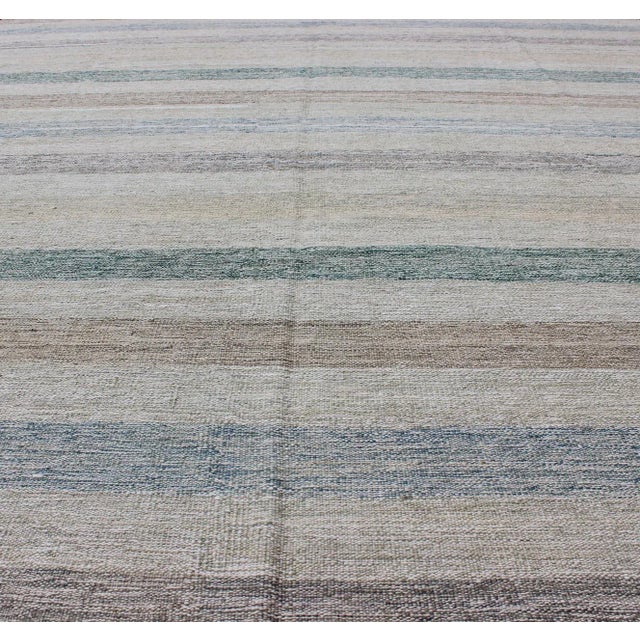 Textile Flat-Weave Kilim in Striped Design by Keivan Woven Arts 8'1 X 11'4 For Sale - Image 7 of 12