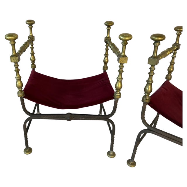 19th Century Spanish Bronze & Wrought Iron Savonarola Chairs a Pair For Sale - Image 5 of 15