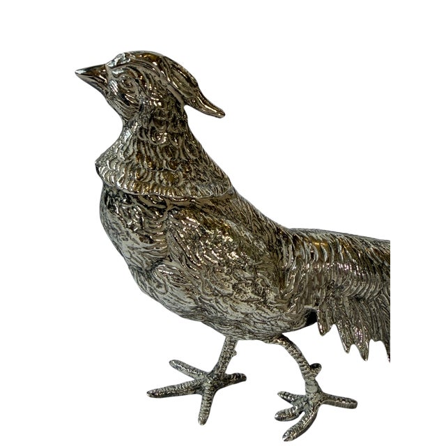 20th Century Italian Silver Plate Game Bird Figurals - A Pair For Sale - Image 10 of 13