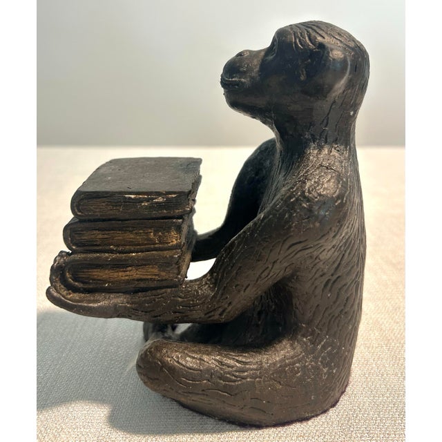 Mid-Century Modern 20th C. MCM Chopstick for Andrea by Sadek Cast Iron Monkey Book Ends For Sale - Image 3 of 6